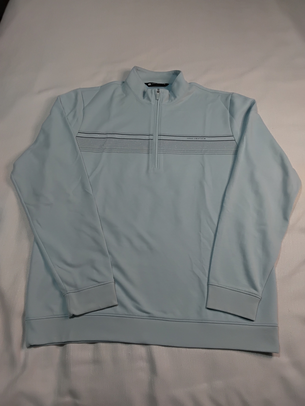 Travis Mathew Pale Blue Quarter-Zip Performance Pullover Mens Sz L.